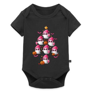 Conception d’arbre de Noël fantôme rose mignon - Body à manches courtes Premium Bébé - noir - Devant