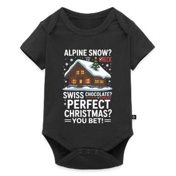 Chalet alpin de Noël avec neige et chocolat - Body à manches courtes Premium Bébé - noir - Devant