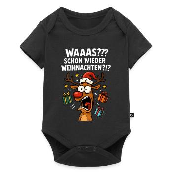 Renne Noël drôle drôle fou fou agacé - Body à manches courtes Premium Bébé - noir - Devant