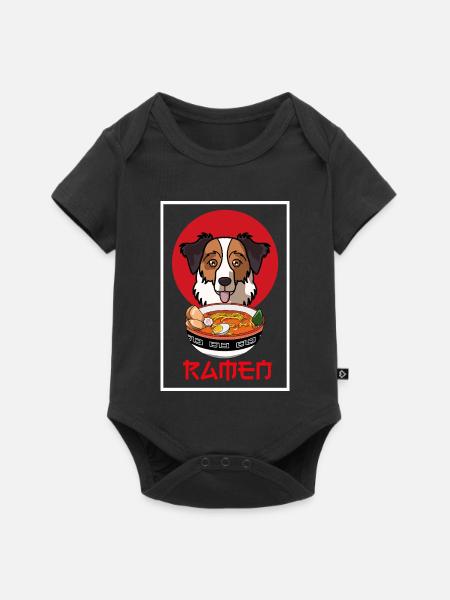 Australian Shepherd Dog Ramen-Nudelschalen-Kunst - Baby Premium Kurzarmbody - Schwarz