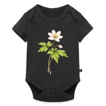 Illustration de fleur printanière anémone des bois - Body à manches courtes Premium Bébé - noir - Devant