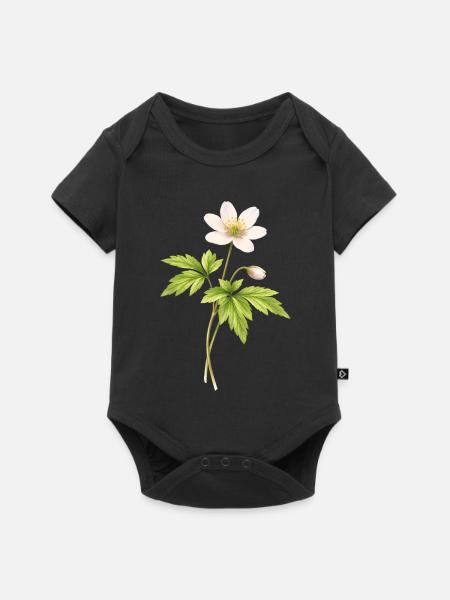Buschwindröschen Frühlingsblume Illustration - Baby Premium Kurzarmbody - Schwarz