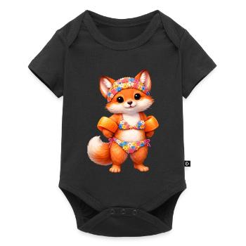 Un joli renard en tenue d’été - Body à manches courtes Premium Bébé - noir - Devant