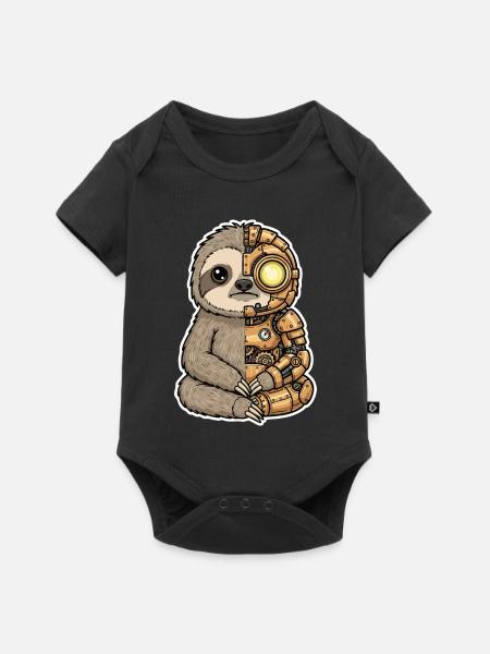 Sloth Cyborg Steampunk Mechanisches Gold - Baby Premium Kurzarmbody - Schwarz