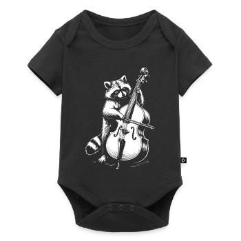 Raccoon joue de la contrebasse - Body à manches courtes Premium Bébé - noir - Devant