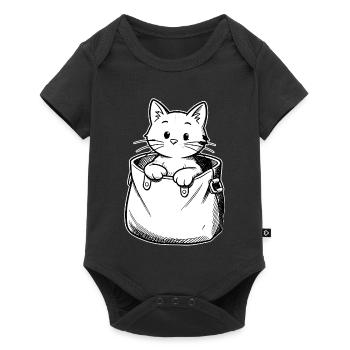 Kitten in a pouch illustration - Baby Premium short-sleeve bodysuit - black - Front