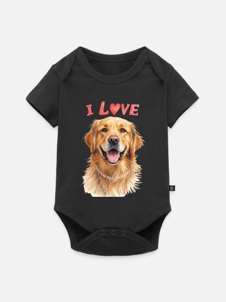 I Love Golden Retriever - Baby Premium Kurzarmbody - Schwarz