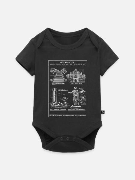 Odessa City Landmarks Line Art - Baby Premium Kurzarmbody - Schwarz