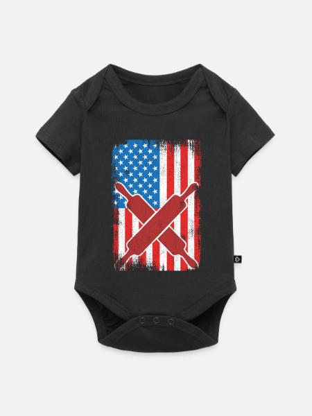 Backen USA Flagge - Baby Premium Kurzarmbody - Schwarz