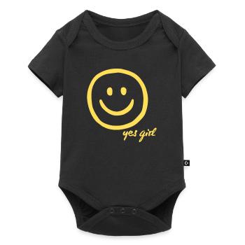 Yes Girl Smile Hand Drawing Yellow - Baby Premium short-sleeve bodysuit - black - Front