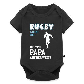 Rugby Bester Papa Vater Vatertag Geburtstag - Baby Premium Kurzarmbody - Schwarz - Vorne