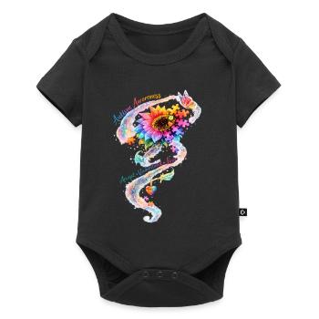 Autismus-Bewusstsein-Sonnenblume - Baby Premium Kurzarmbody - Schwarz - Vorne
