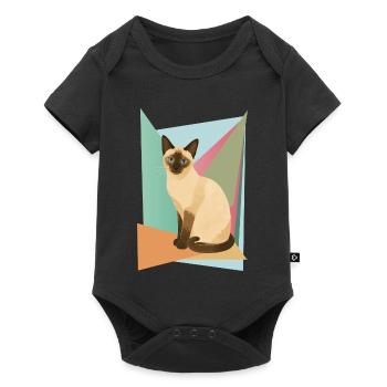 Élégant chat siamois dans un style géométrique - Body à manches courtes Premium Bébé - noir - Devant