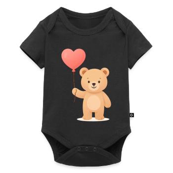 Ours tendre avec ballon au cœur - Body à manches courtes Premium Bébé - noir - Devant