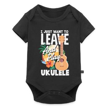 Je veux juste partir et jouer de la musique hawaïenne au ukulélé - Body à manches courtes Premium Bébé - noir - Devant