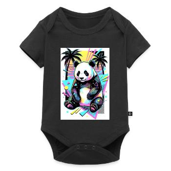 Panda - Baby Premium Kurzarmbody - Schwarz - Vorne