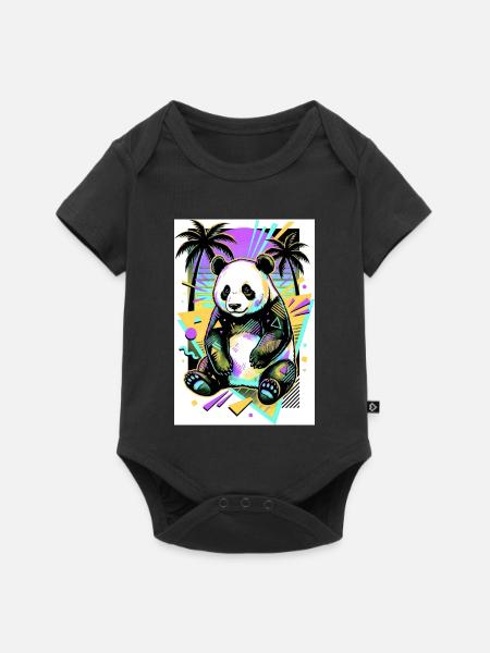 Panda - Baby Premium Kurzarmbody - Schwarz