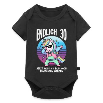 Endlich 30 Einhorn Geburtstag - Baby Premium Kurzarmbody - Schwarz - Vorne