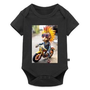 Crazy motorcycle mascot - Baby Premium short-sleeve bodysuit - black - Front