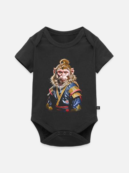 Samurai-Affe - Baby Premium Kurzarmbody - Schwarz
