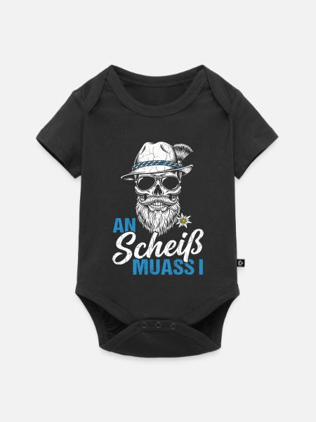 Bayern Dialekt Schädel Lustiger Spruch Alpen Motiv - Baby Premium Kurzarmbody - Schwarz
