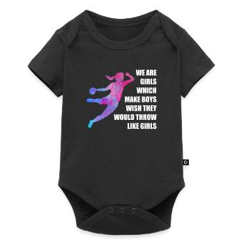 Frauen und Mädchen Handball Geschenkidee - Baby Premium Kurzarmbody - Schwarz - Vorne