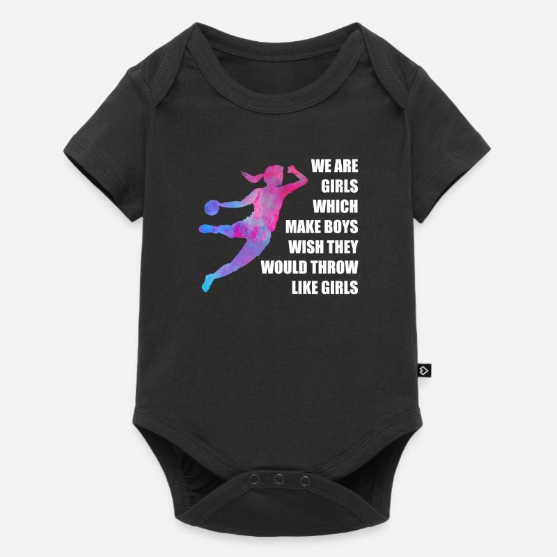 Frauen und Mädchen Handball Geschenkidee - Baby Premium Kurzarmbody - Schwarz