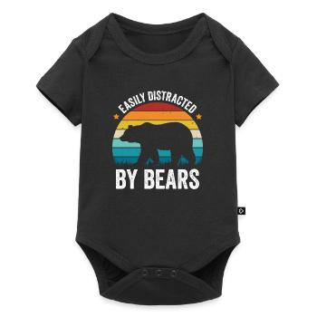 Facilement distrait par les ours rétro - Body à manches courtes Premium Bébé - noir - Devant