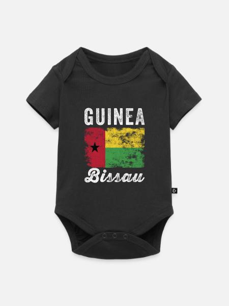 Guinea-Bissau-Flagge verzweifelt - Baby Premium Kurzarmbody - Schwarz