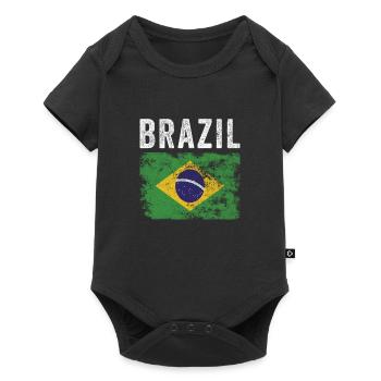Brazil Flag Distressed - Brazilian Flag - Baby Premium short-sleeve bodysuit - black - Front