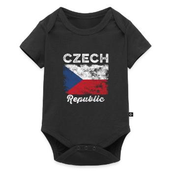 Drapeau de la République tchèque Vintage - Drapeau tchèque - Body à manches courtes Premium Bébé - noir - Devant