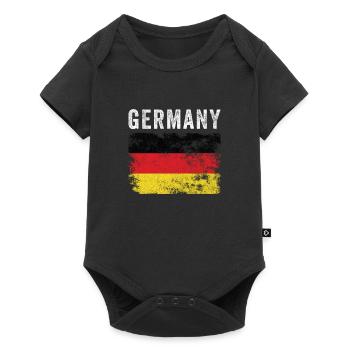 Germany Flag Distressed - Deutsche Flagge - Baby Premium Kurzarmbody - Schwarz - Vorne