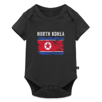 Drapeau nord-coréen en détresse - Body à manches courtes Premium Bébé - noir - Devant