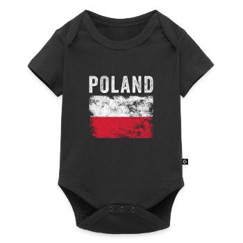 Drapeau polonais en détresse - Drapeau polonais - Body à manches courtes Premium Bébé - noir - Devant