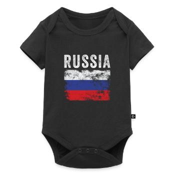 Drapeau russe en détresse - Drapeau russe - Body à manches courtes Premium Bébé - noir - Devant