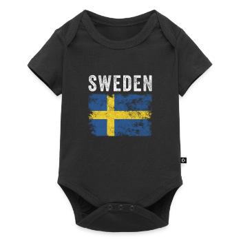 Drapeau suédois en détresse - Drapeau suédois - Body à manches courtes Premium Bébé - noir - Devant
