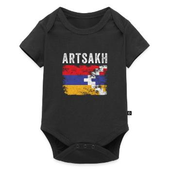 Drapeau de l’Artsakh en détresse - Drapeau de l’Artsakhi - Body à manches courtes Premium Bébé - noir - Devant