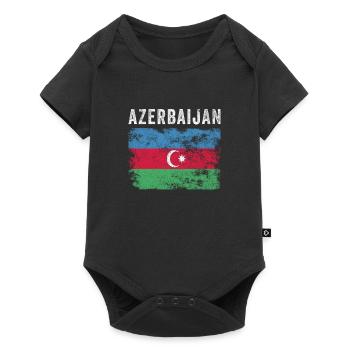 Drapeau azerbaïdjanais en détresse - Drapeau azéri - Body à manches courtes Premium Bébé - noir - Devant