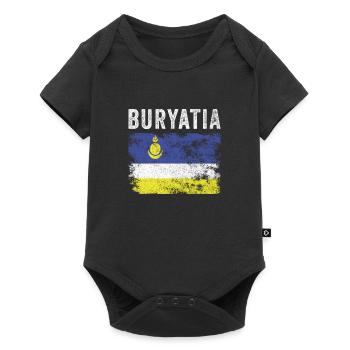Drapeau bouriatie en détresse - Drapeau bouriate - Body à manches courtes Premium Bébé - noir - Devant