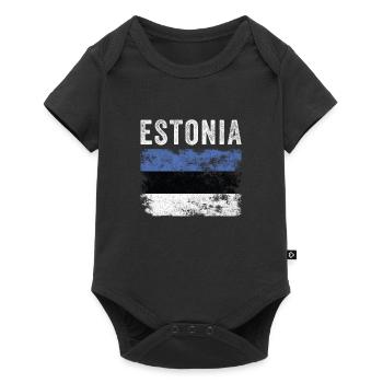 Drapeau estonien en détresse - Drapeau estonien - Body à manches courtes Premium Bébé - noir - Devant