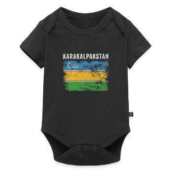 Karakalpakstan Flag Distressed - Baby Premium short-sleeve bodysuit - black - Front