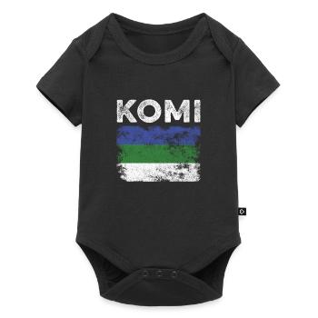 Drapeau Komi en détresse - Drapeau Komi - Body à manches courtes Premium Bébé - noir - Devant