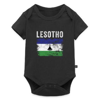 Lesotho Flag Distressed - Basotho Flag - Baby Premium Kurzarmbody - Schwarz - Vorne