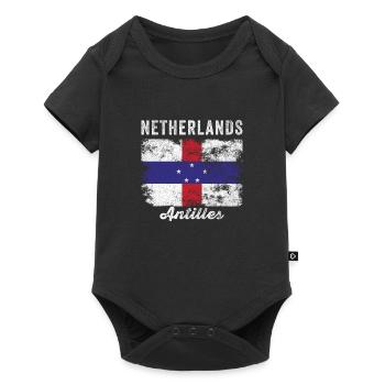 Netherlands Antilles Flag Distressed - Baby Premium short-sleeve bodysuit - black - Front