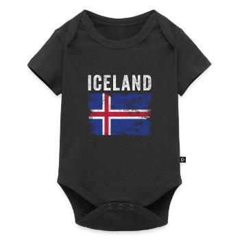 Drapeau islandais en détresse - Drapeau islandais - Body à manches courtes Premium Bébé - noir - Devant