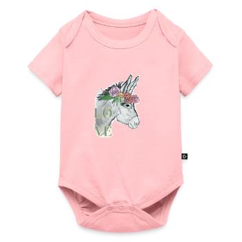 ESEL - Amour - Fleurs - Âne mignon - Body à manches courtes Premium Bébé - rose - Devant