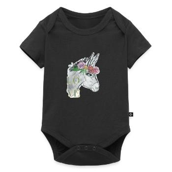 ESEL - Love - Flowers - cute Donkey - Baby Premium short-sleeve bodysuit - black - Front