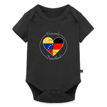 Venezuela und Deutschland Herz Logo weiß - Baby Premium Kurzarmbody - Schwarz - Vorne