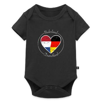 Nederland and Germany heart logo white - Baby Premium short-sleeve bodysuit - black - Front