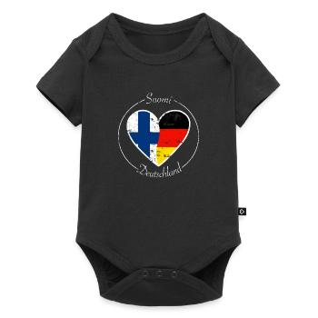 Suomi and Germany heart logo white - Baby Premium short-sleeve bodysuit - black - Front